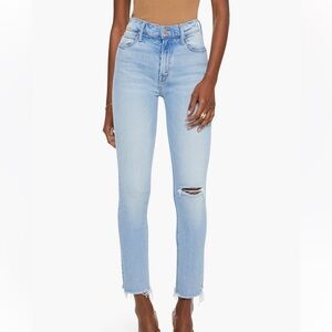 MOTHER The Dazzler Ripped Mid-Rise Ankle Slim Jeans- Size 28